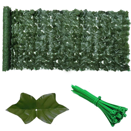 1x6m (39.3"X236.2") Artificial Ivy Hedges Patio Privacy Screen Green Leaf Trellis Faux Hedge Fence Plant Wall Fake Grass for Outdoor Garden Indoor Balcony Decor(Dark green creeper leaves, 1 * 6M)