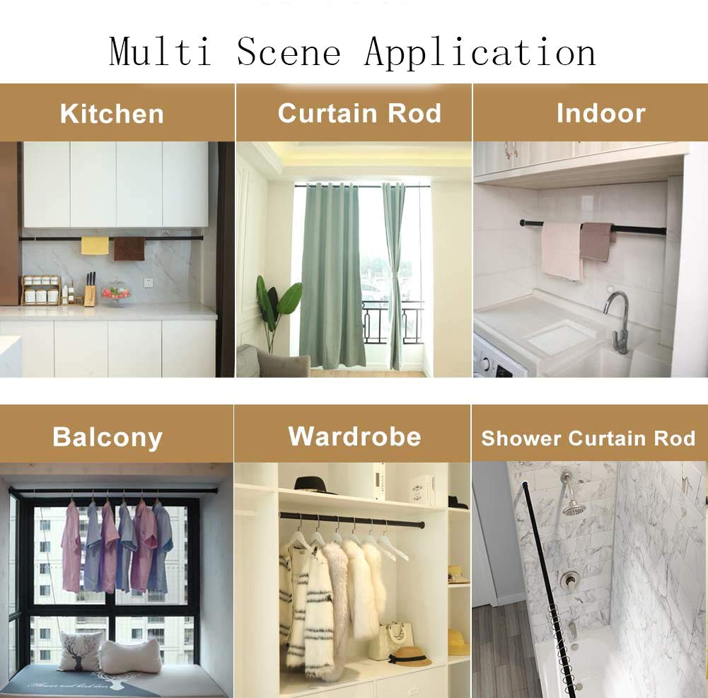 Room Divider Tension Curtain Rod, Large 102.4-122.1Inch No Drilling Adjustable Window Curtain Rod Never Rust Curtain Poles, Tension Pole for Bathroom, Shower, Outdoor Indoor Decor
