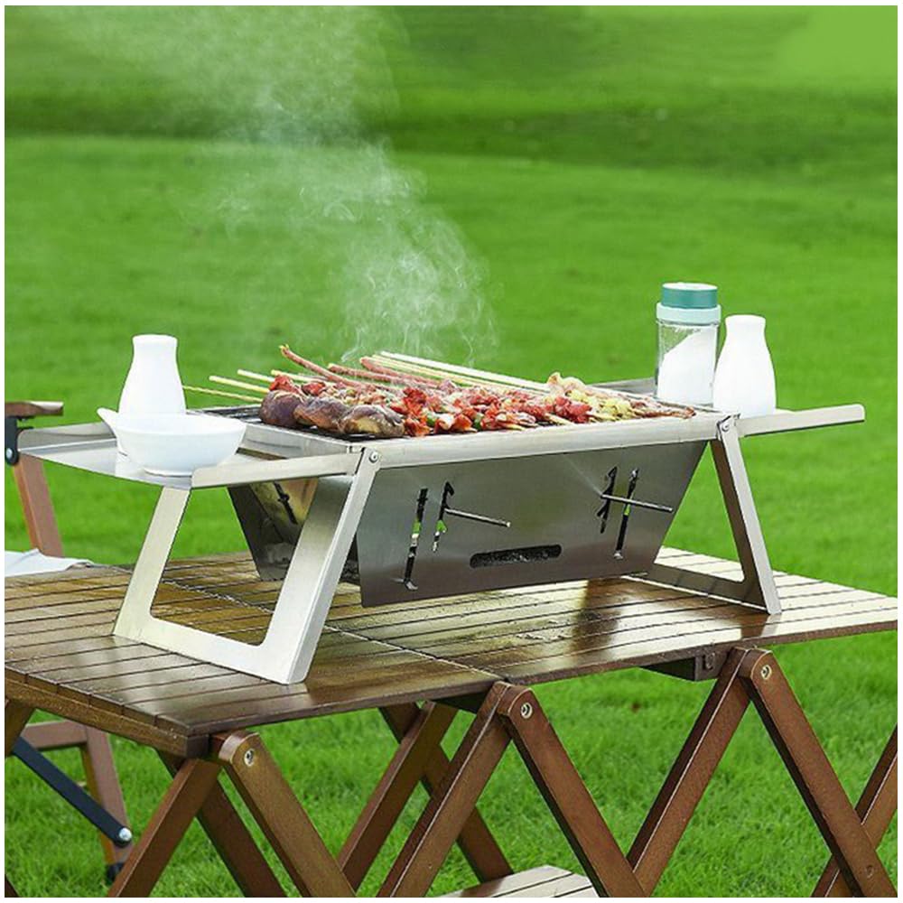 ANQIA Portable Charcoal Barbecue Grill For 3-6 people Quick Foldable Grill for Travel Outdoor Patio Backyard Cooking and BBQ Camping Grill Picnic