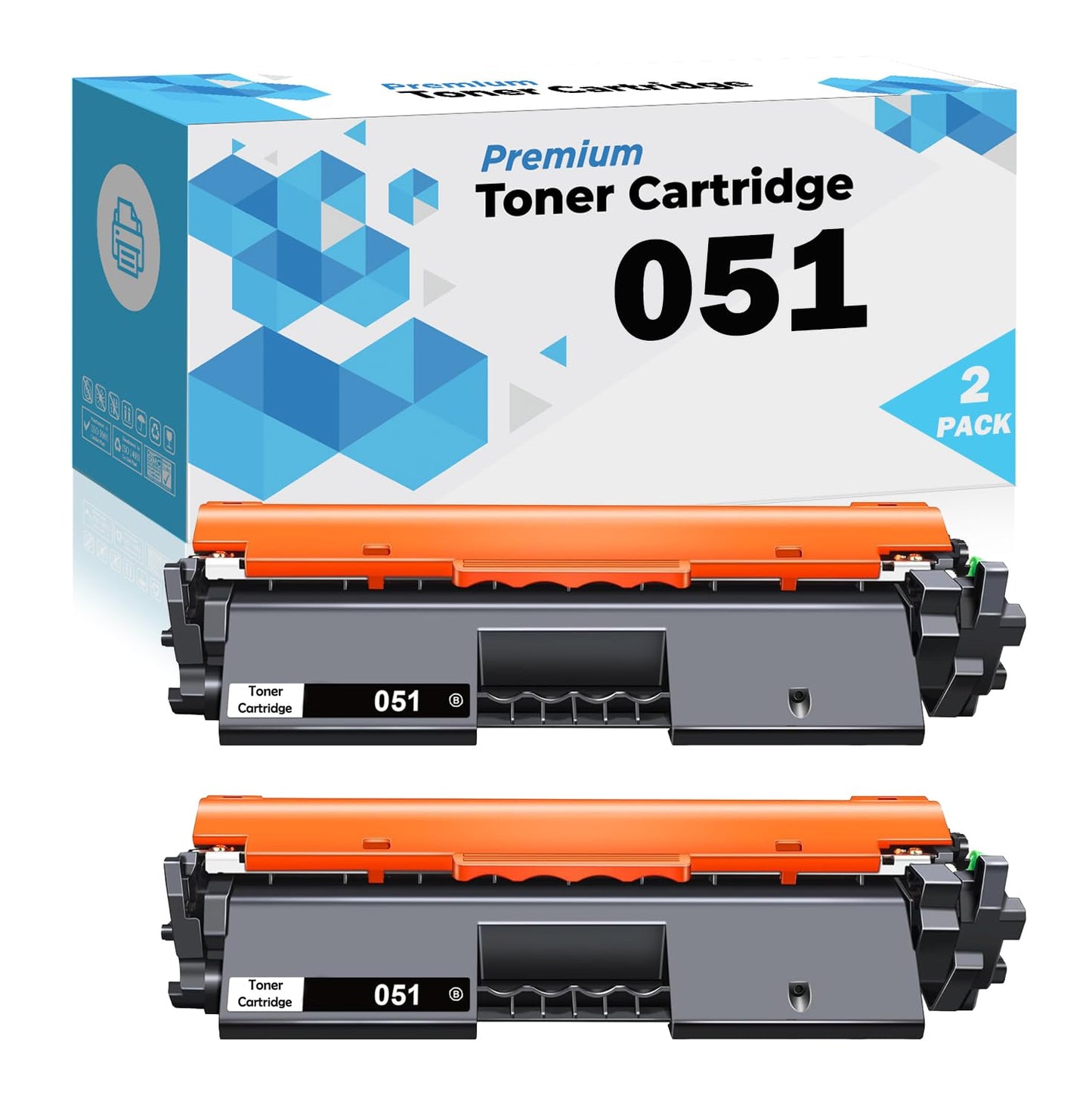 Ultra Toner® Compatible Replacement for Canon 051 Toner Cartridge Black CRG-051 CRG051 051 - ImageClass LBP162dw ImageClass MF260 MF262DW MF264dw MF266dn MF267dw MF267dw MF269dw II (2PK)