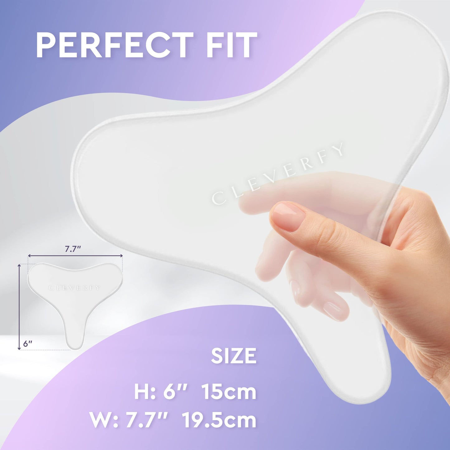 Cleverfy Silicone Chest Wrinkle Pads for Décolleté - 6-Pack of T-Shape Reusable Anti-Wrinkle Patches