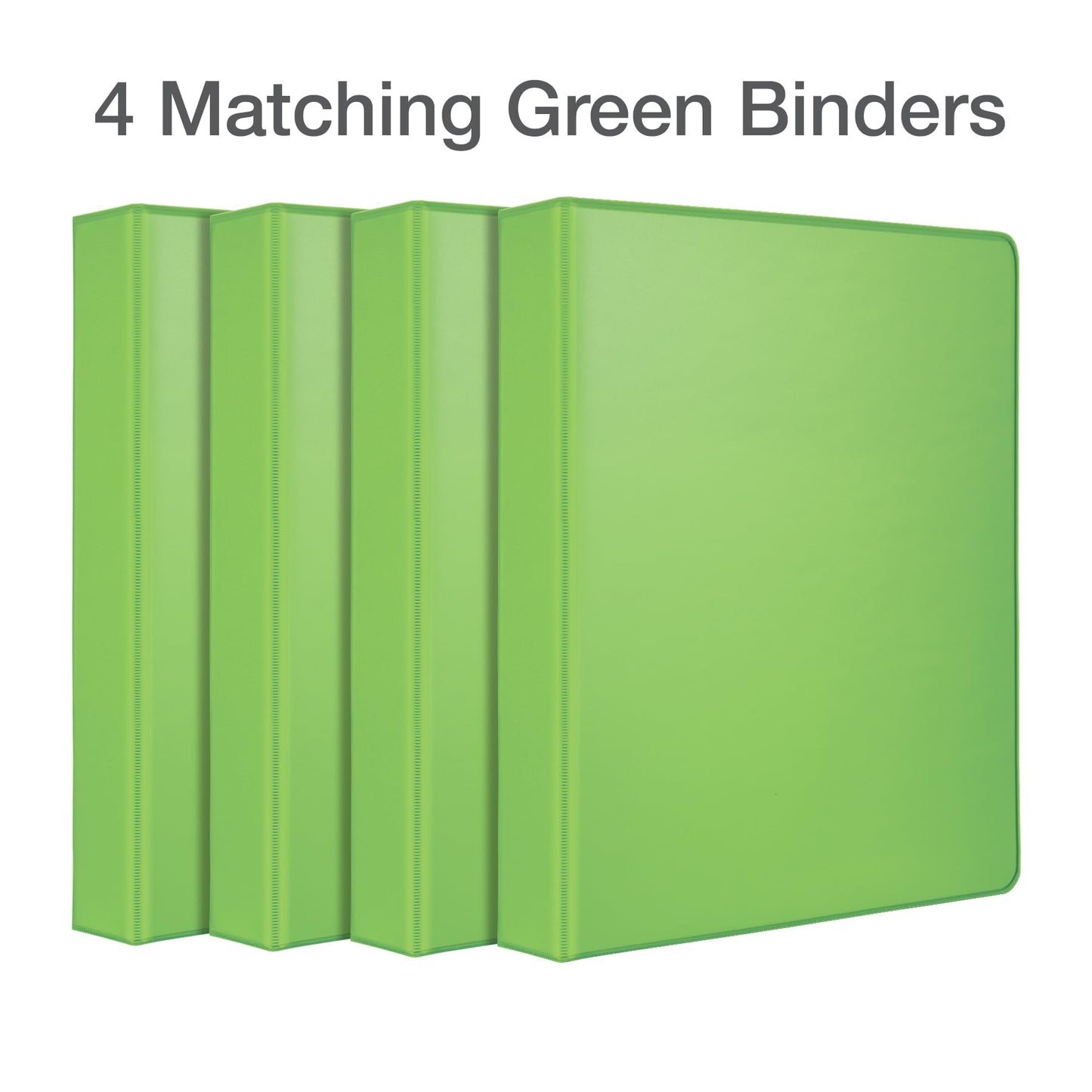 Oxford® 3 Ring Binders, Binders for School and Office, Durable 2 inch D Rings, Holds 540 Sheets, ClearVue™ Presentation Binder, Green, 4PK