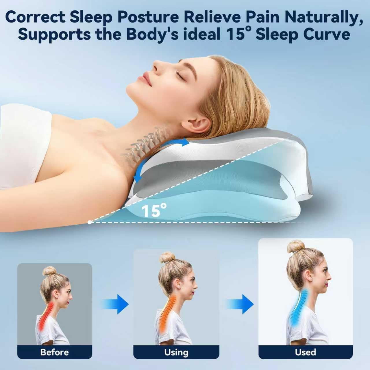 Sleep Apnea Pillow with Neck Pain & Snoring Relief -Orthopedic Cervical Pillow, Ergonomic Contour Memory Foam Pillow for Side,Back,Stomach Sleepers,Dreamers (Darkgrey, Queen Size)