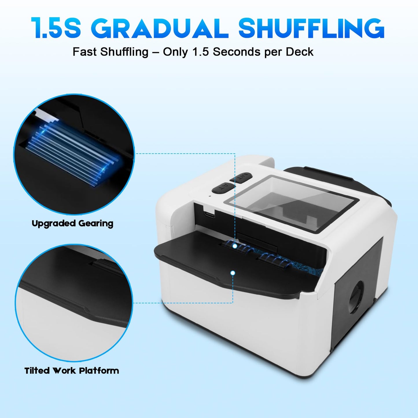 Xamanabu Automatic Card Shuffler with Dual Modes, Rechargeable 1-2 Deck Card Shuffle Machine, Low Noise Operation Card Shuffler for Poker, UNO, Blackjack, Skip-Bo, Phase 10