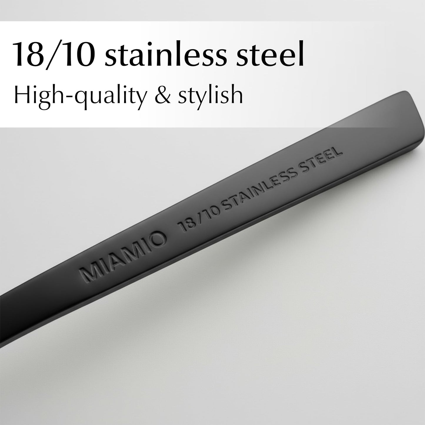 MIAMIO – Cutlery Set Stainless Steel for 6 People / 36-Piece Flatware Set – Includes Knives, Forks, Spoons – Dishwasher Safe (Black)
