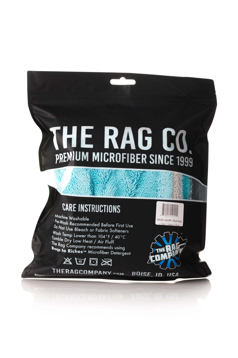 The Rag Company - The Liquid8r - Absorbent 70/30 Blend Microfiber Drying Towel for Cars, Trucks, SUVs, Safe for Detailing + Scratch Free, Twist Loop, 1100gsm, 20in x 24in, Aqua Blue/Grey