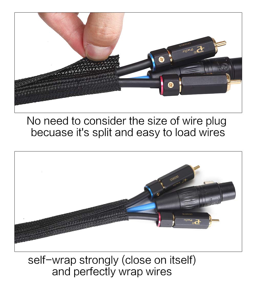 Alex Tech 25ft - 1 inch Cord Protector Wire Loom Tubing Cable Sleeve Split Sleeving For USB Cable Power Cord Audio Video Cable – Protect Cat From Chewing Cords - Black
