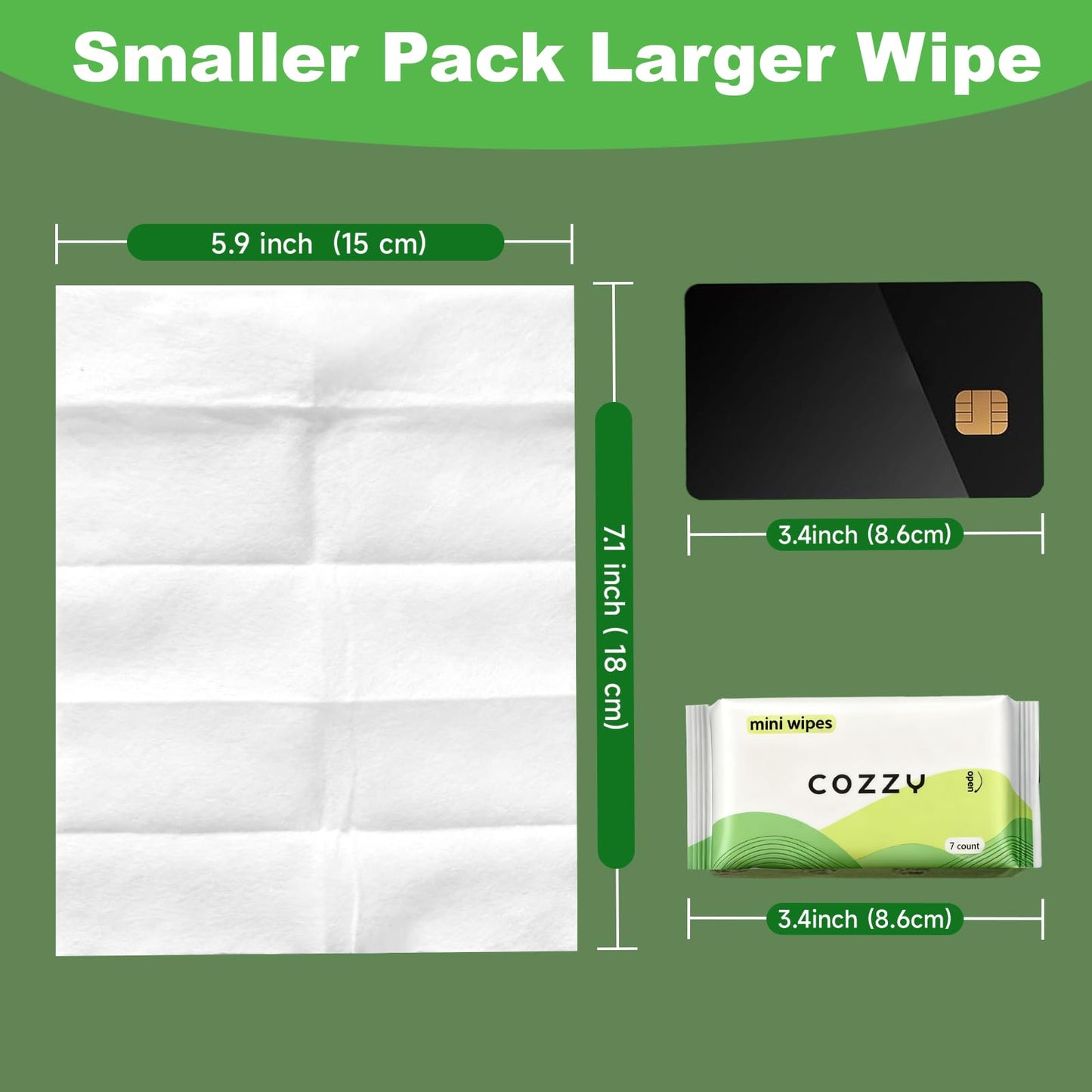 COZZY Ultra-Compact Mini Travel Wipes - Gentle & Skin-Friendly, Unscented, Alcohol-Free, Paraben-Free - Ideal for Adults, Kids & Babies - 48 Packs (336 Total Wipes)