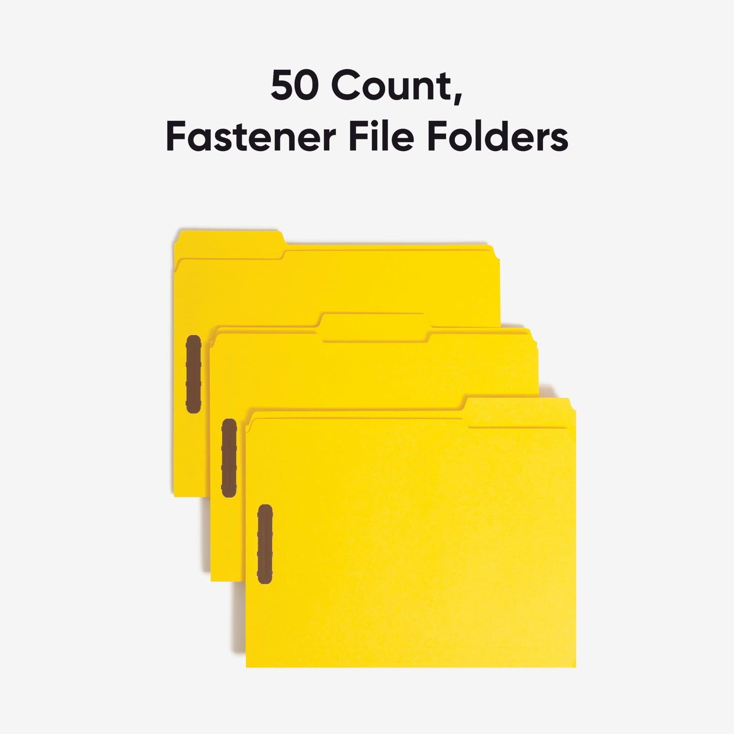 Smead Fastener, Folder Letter, Two 2-Inch K Style #1 and #3 Fasteners, 1/3 Cut Tab, Yellow, 50 Per Box (12940)