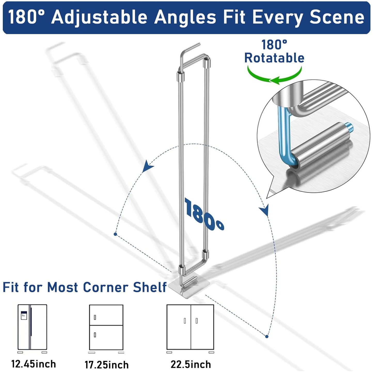 SOYANGNEK 4 Sets RV Adjustable Fridge Bars 12.44"-22.63" Adjustable Stainless Steel RV Refrigerator Accessories Essential Refrigerator & Cabinet Tension Rods for RV, Camper, Travel Trailer Accessories