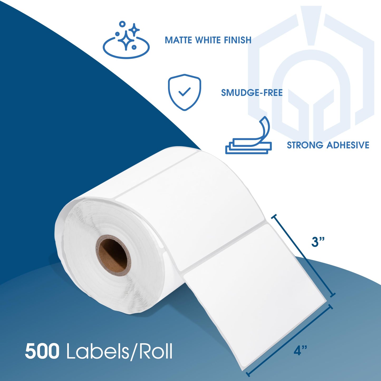 Spartan Industrial - 4" X 3" Direct Thermal Labels (10 Rolls, 500/Roll) Shipping, Postage, and Mail Labels Compatible with Rollo, Zebra, and Other Desktop Label Printers