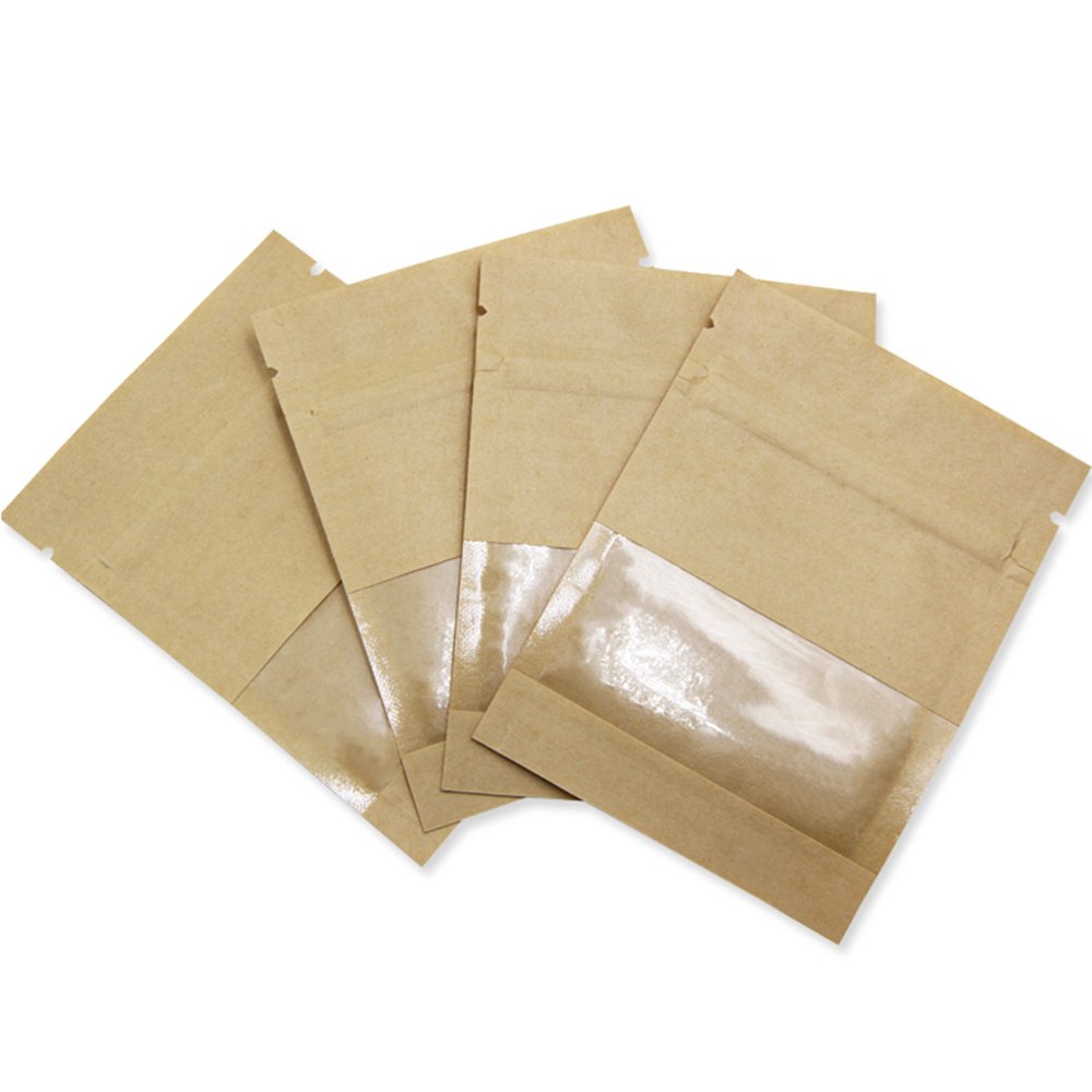 WACCOMT Pack Kraft Paper Small Seed Packets Resealable Bags Seeds Envelopes Garden Collecting for Flower Vegetable Storage with Clear Window Zipper Heat Seal Packaging (300, 7x9cm(2.76x3.54 inch))