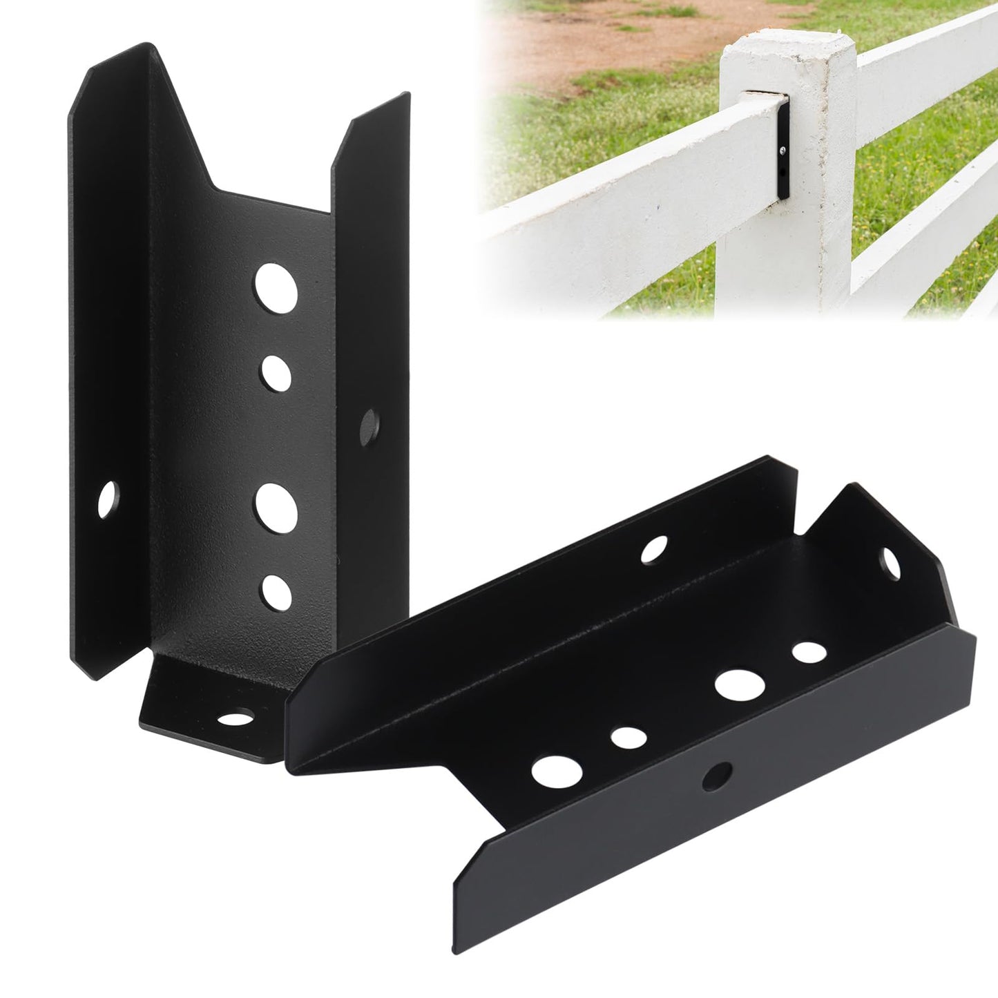 AOKLIT 2x4 Fence Brackets for Wood Rail, 40 Pack Black Deck Railing Brackets for 2” X 4” Wood Post, Thickness1.2mm(18 Gauge) Fence Brackets, Screws Not Included