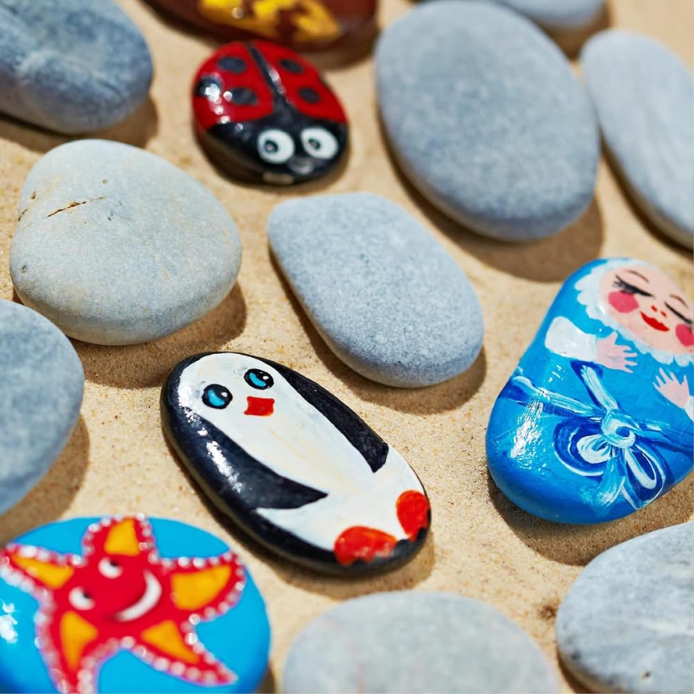 PGN 40 River Rocks for Painting, 2" to 4", Flat & Smooth Stones, No Sharp Edges, Ideal for Many Projects