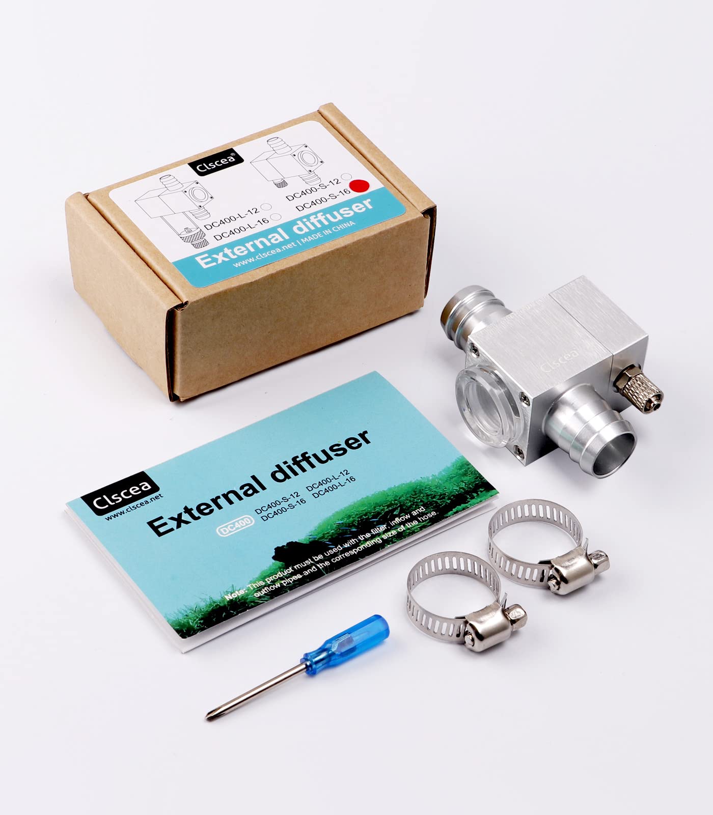 Clscea External Inline CO2 Diffuser Atomizer Aluminum Alloy for Planted Aquarium 16 mm