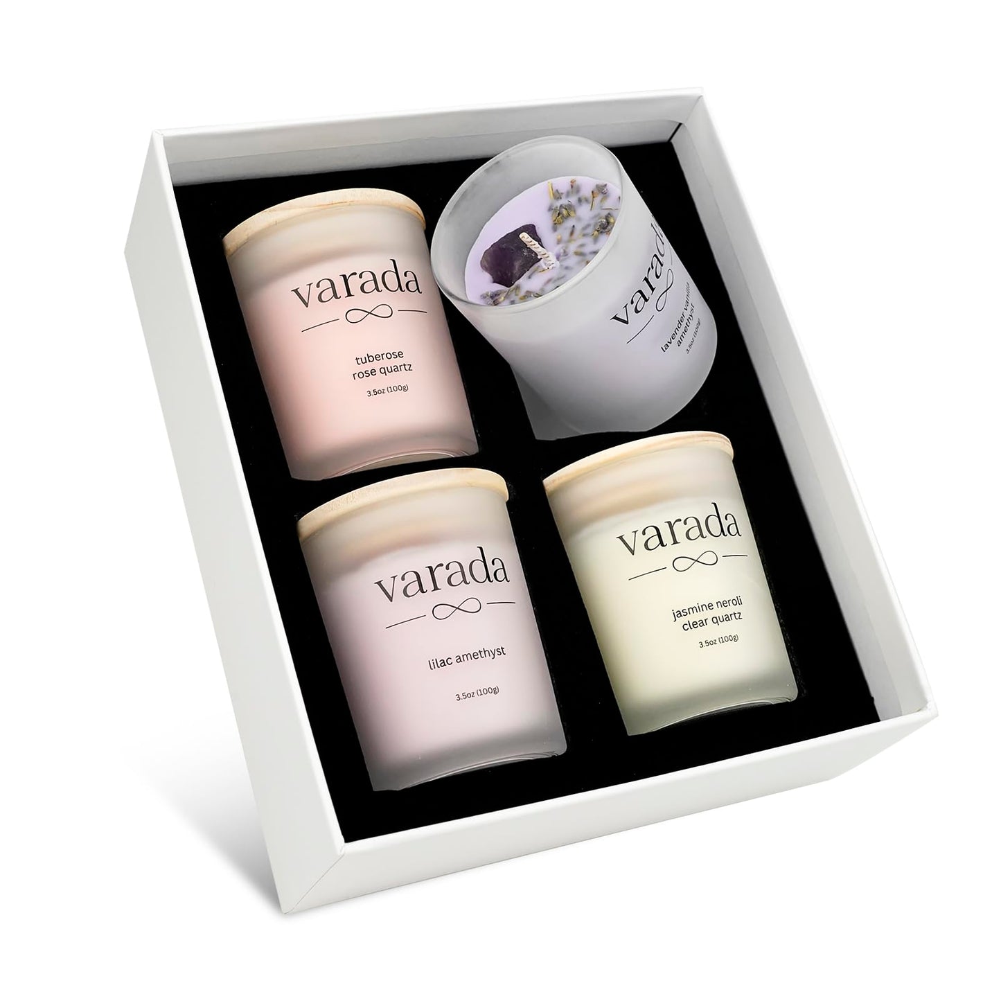 Aromatherapy Soy Candle Gift Set. Healing Crystals and Dried Flowers-90 Hours of Clean Burn. Lavender Vanilla, Rose, Jasmine Neroli, Lilac. Stress Relief. Relaxation. Birthday Gift.