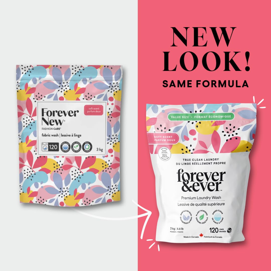 Natural Laundry Detergent Made in Canada Products, Gentle Formula Laundry Detergent Powder, pH Balanced, Hand Wash and HE Compatible, Premium Wash, 120 Washes, Scented, 3KG