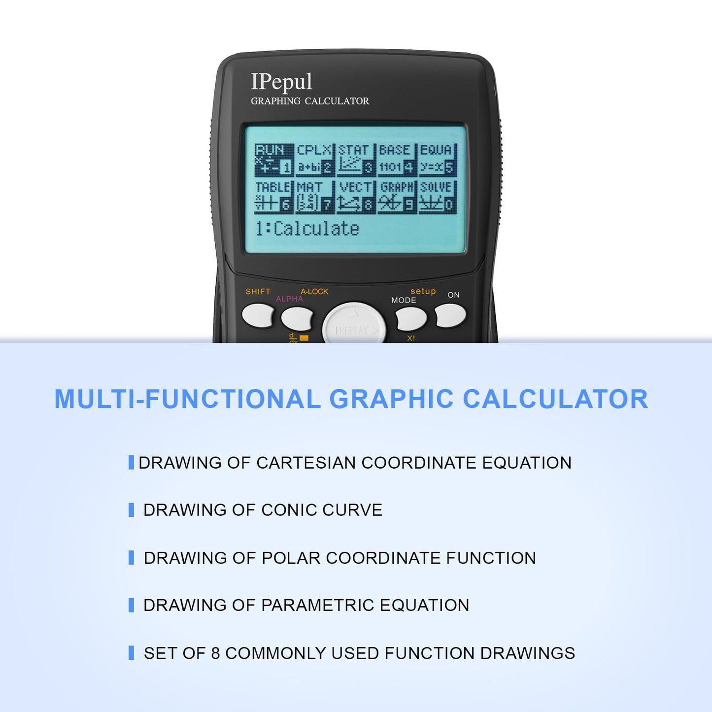 Graphing Calculator,IPepul Scientific Calculator 10 Modes /4 Graphing Functions,Desktop Math Calculatrice Scientifique for College Students,School Supplies for Middle High School Teachers (Black)