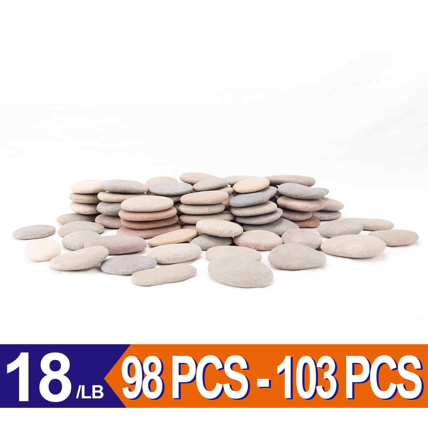 CFKJ [About 98 PCS - 103 PCS](18.1 Pounds) Painting Rocks,2.23""-3.68"" River Rocks,Flat Stones2