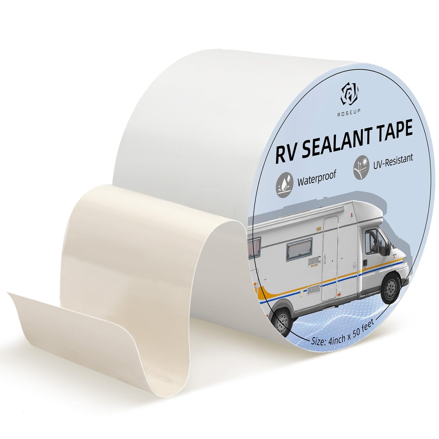 ROSEUP RV Roof Sealant Tape,4" x 50 ft RV Repair Seal Tape for Camper Roof Repair, Trailer Roof Sealant, Stop Camper Roof Leaks, UV-Resistant, Weatherproof