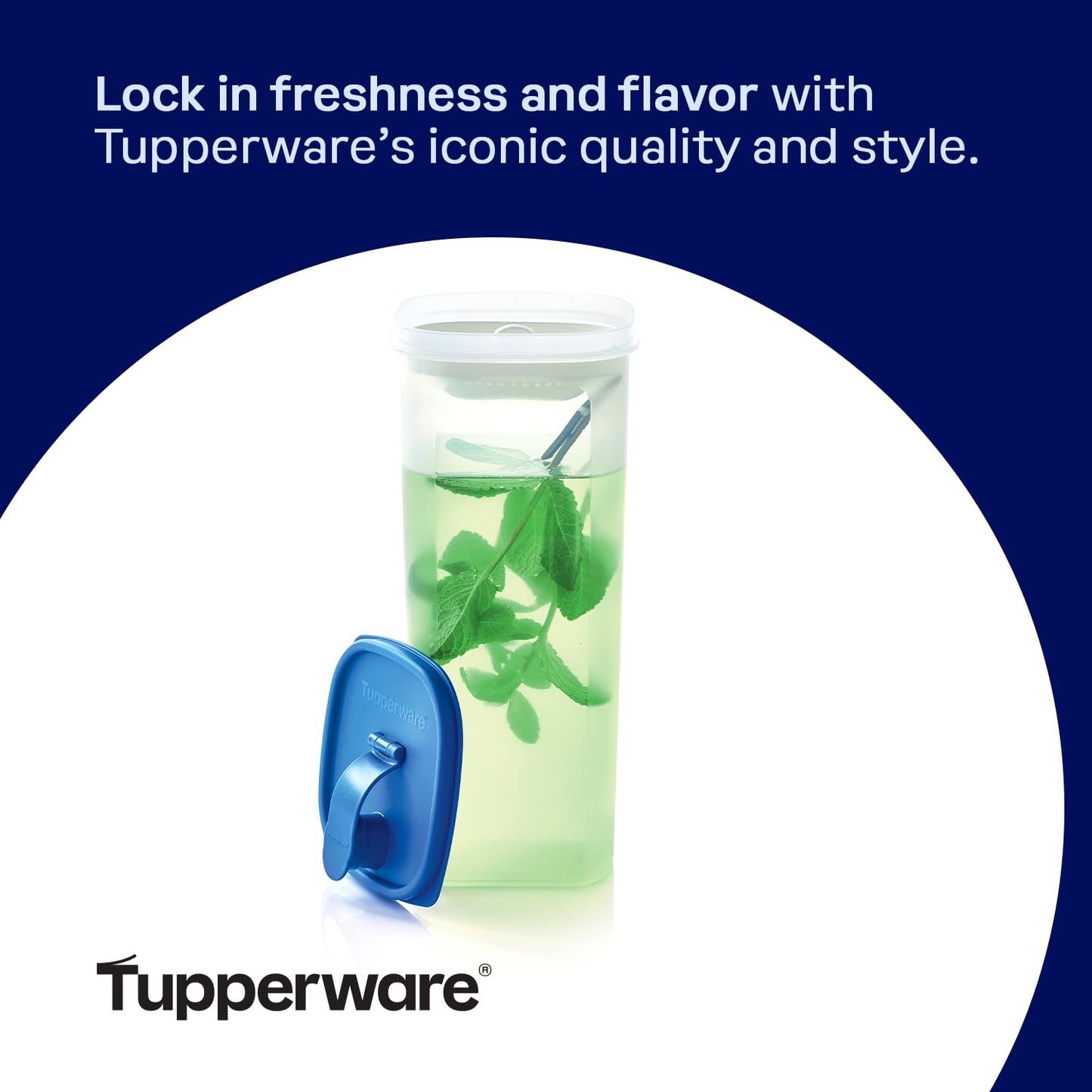 Tupperware Slim Line 2-Pitcher Set in Blue, Dishwasher Safe and BPA Free (2L / 8.4 Cups, Set of 2)