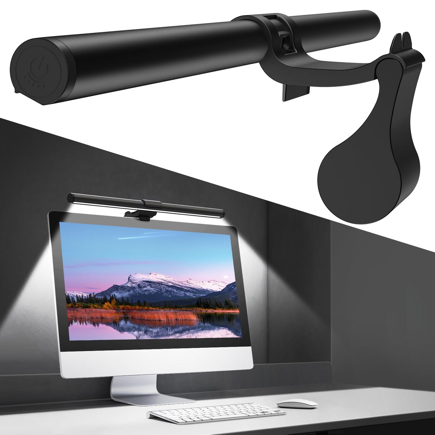 OOWOLF Monitor Light Bar, Ra90 Computer Monitor Lamp for Eye Caring, USB Reading Lamp Task Lamp, Dimmable Light Bar with Memory, No Glare Space Saving Home Office 16.20" 1-Pack