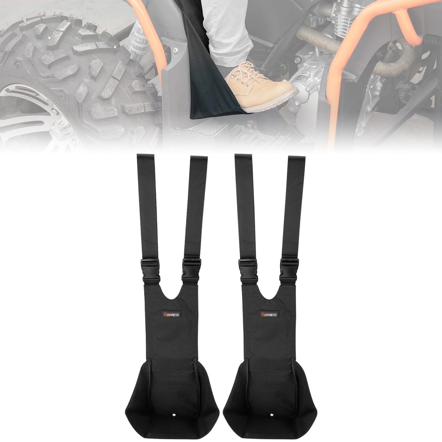 KEMIMOTO 2 Pcs ATV Rear Passenger Foot Pegs Universal Adjustable Foldable Wear-resistant ATV Passenger Foot Rest Made of Heavy Duty 600D Oxford Cloth Compatible With Sportsman Rancher Foreman
