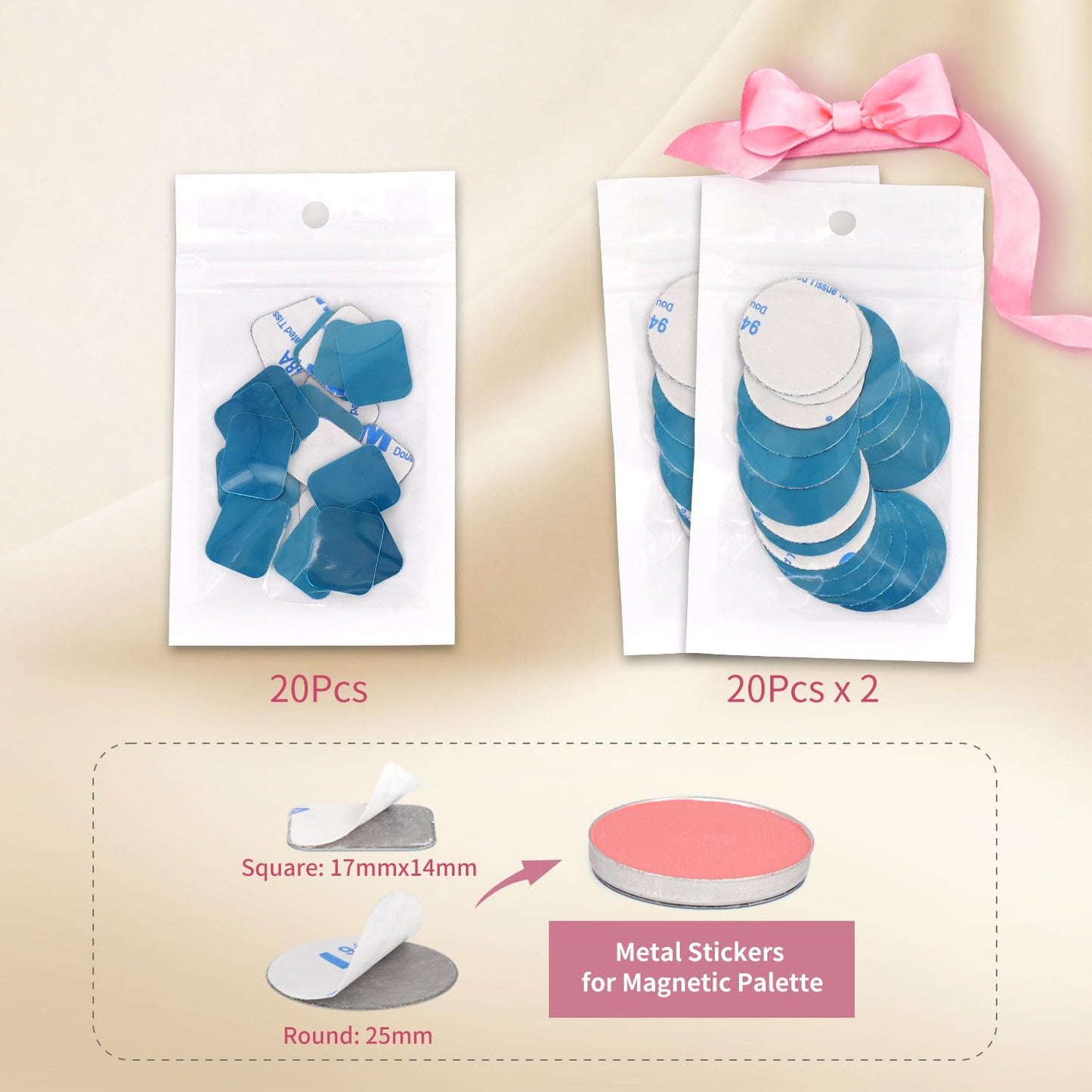 AJLTPA Magnetic Makeup Palette with Clear Top, 3Pack Empty Eyeshadow Pan Dispensing Storage Box with 60Pcs Adhesive Metal Stickers for DIY Cosmetics Lipstick Blush Powder, Transparent, Palette -