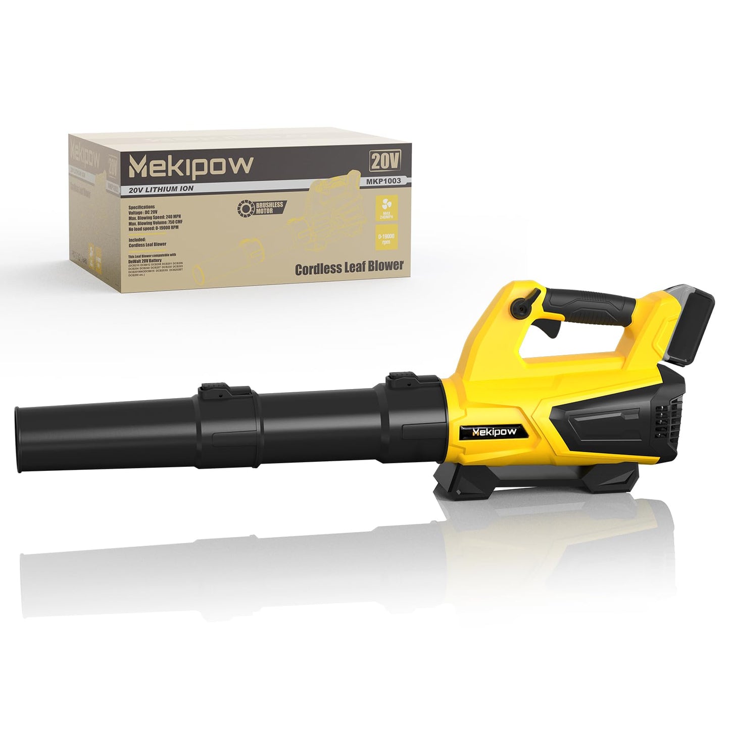 Cordless Leaf Blower Fit for Dewalt 20V, 650 CFM Electric Leaf Blower, with Brushless Motor Built-in Protection Device, Variable Speed, Turbo Mode, for Driveway Lawn Care, Yard, Snow(Tool ONLY)