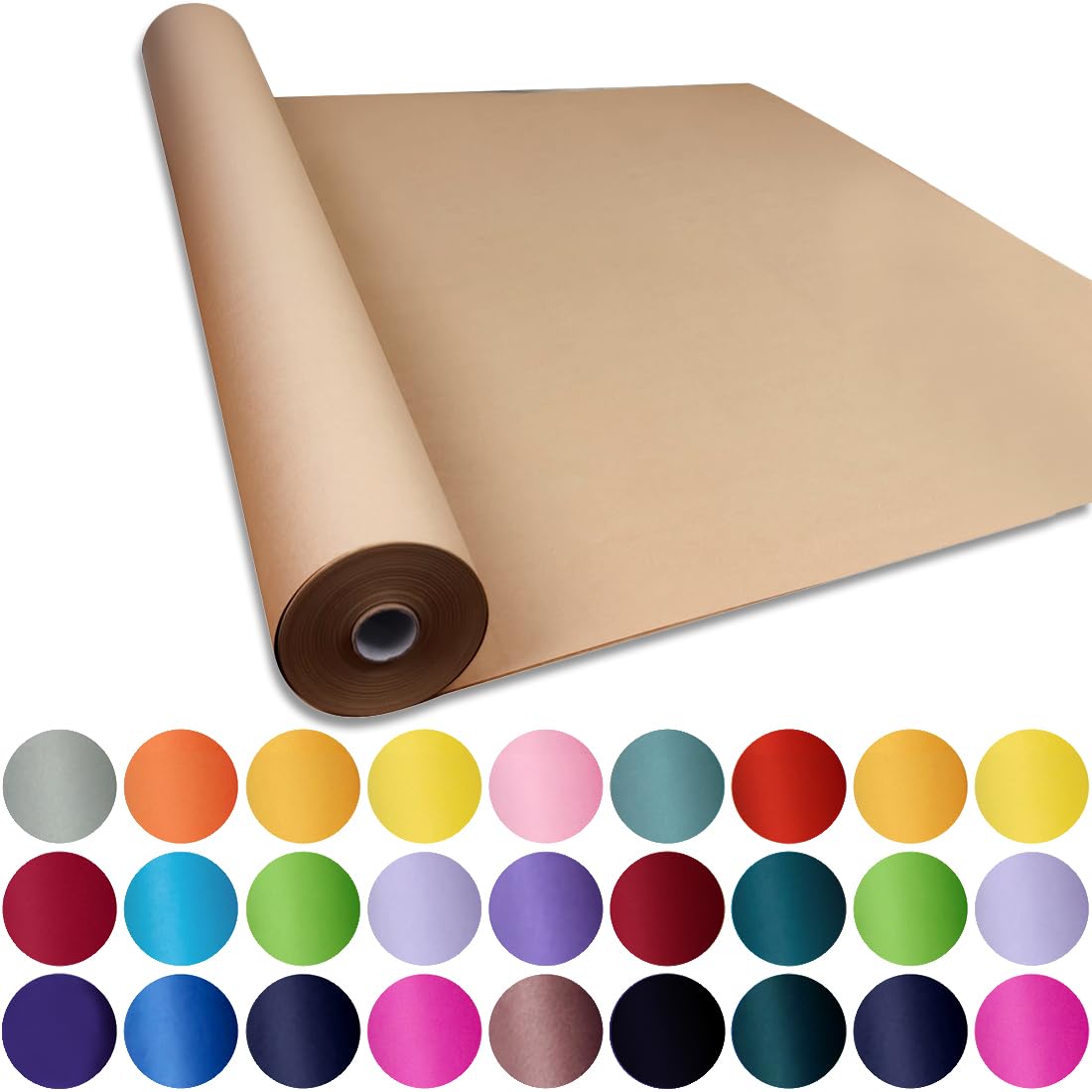 SMART&CASUAL 24" x 2,520" (210') Brown Kraft Craft Paper Roll for Gift Wrapping Bulletin Board Bouquet Flower Art Packing Parcel Table Covering 70GSM 50LB (Brown, 24" x 210')