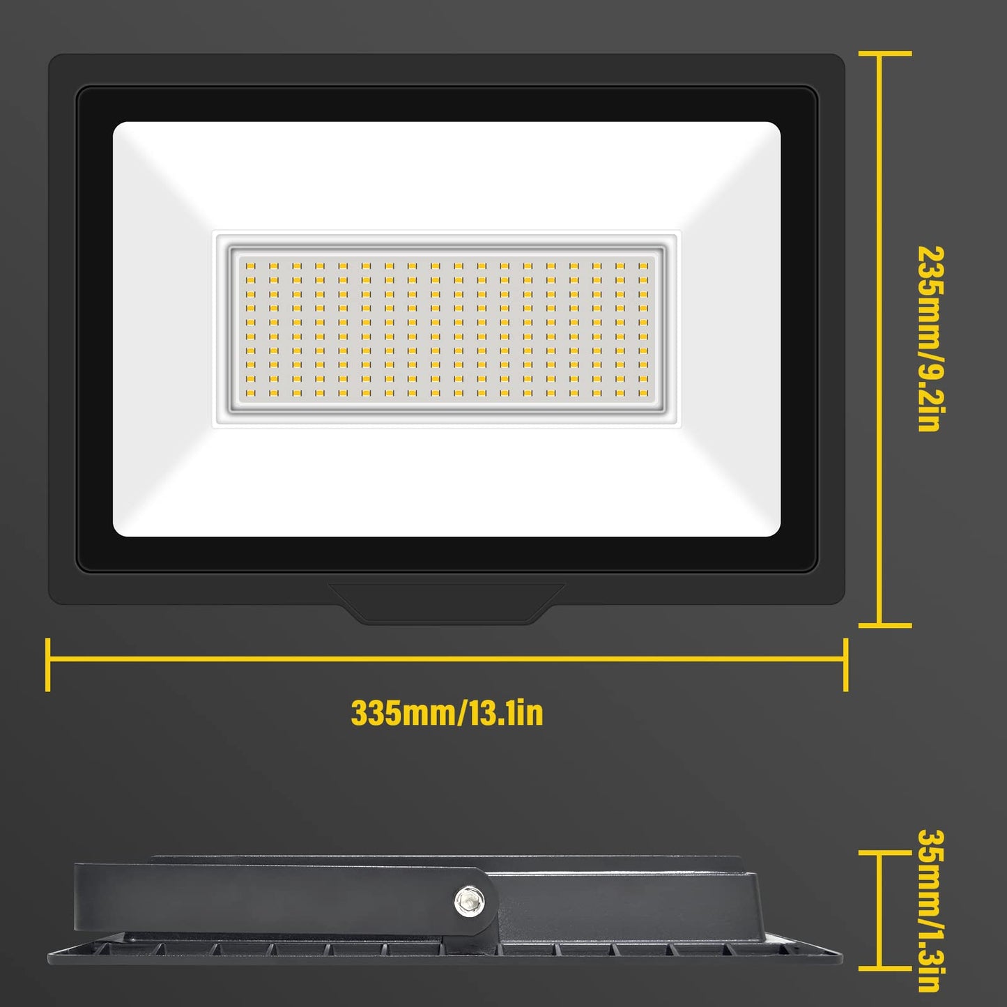 SKYWORLD 2 Pack LED Flood Lights Outdoor, 150W 15000LM LED Security Flood Light, 4000K Daylight Warm White IP66 Waterproof Lighting Outside for Garden Yard Garages Patio Billboard Playground Stadium