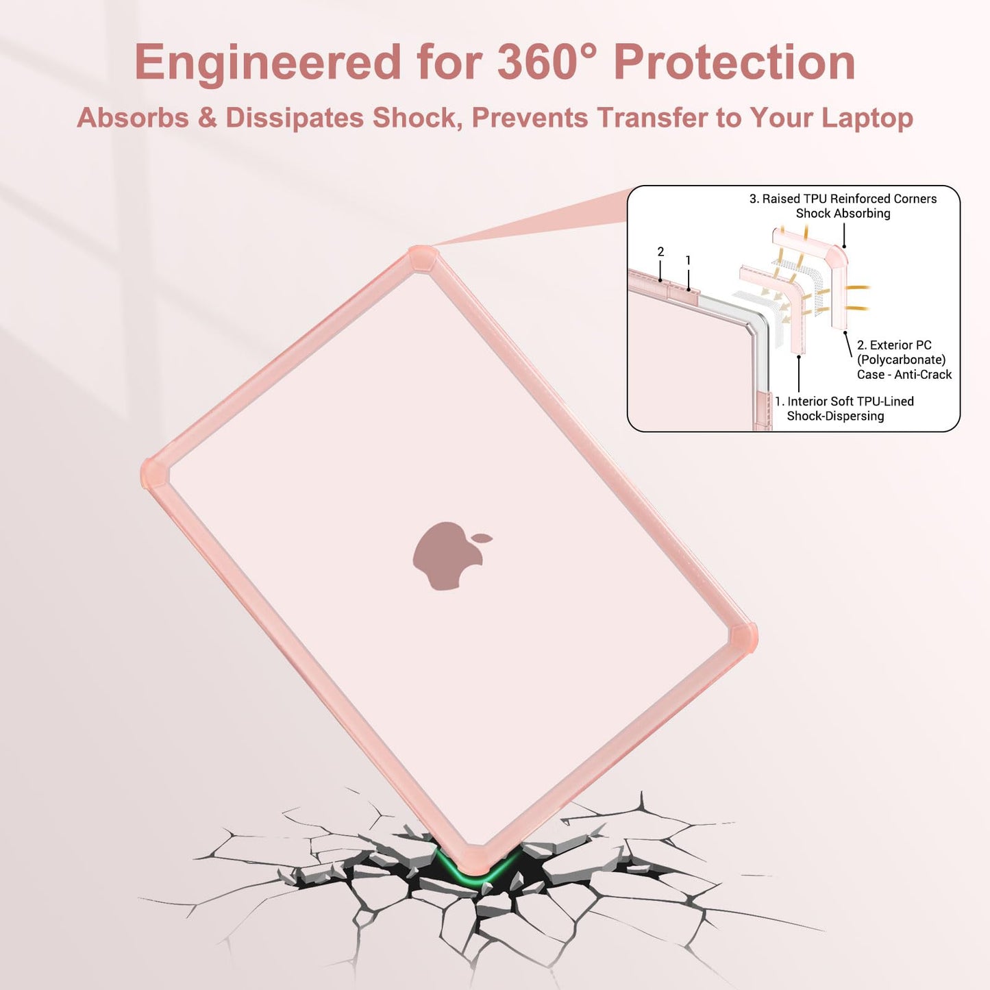 MOSISO Compatible with MacBook Air 13 inch Case M5 2026 M4 2025 M3 M2 2024-2022 A3449 A3240 A3113 A2681,3 in 1 Kit Crack-Resistant Heavy Duty Protective Plastic Hard Case with TPU Bumper, Pink