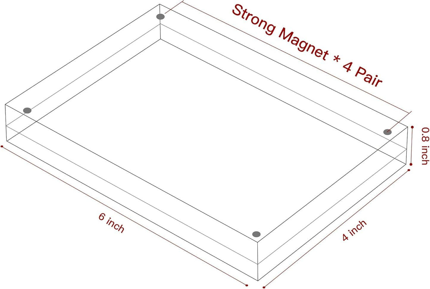 Magnetic Acrylic Picture Frames 4x6 5PACK,Clear Frameless Acrylic Photo Frame,10+10MM Floating Double Side Displya Picture Frame for Tabletop, Magnetique Acrylic Frames with 5PACK