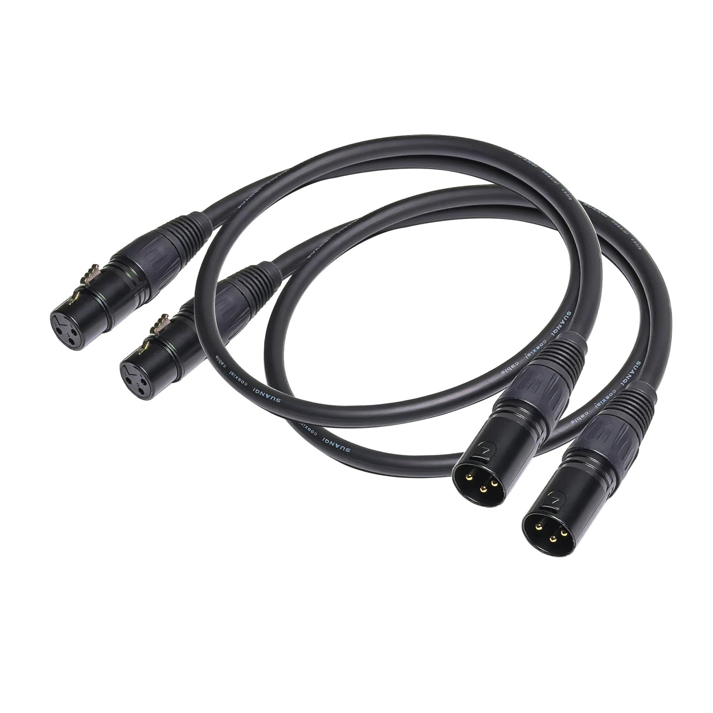 WJSTN XLR Cable, 3-pin Male to Female, Balanced XLR Speaker Cable Suitable for Microphones, Preambles, Speaker Systems, Radio Station and More 2 Pack (3FT)