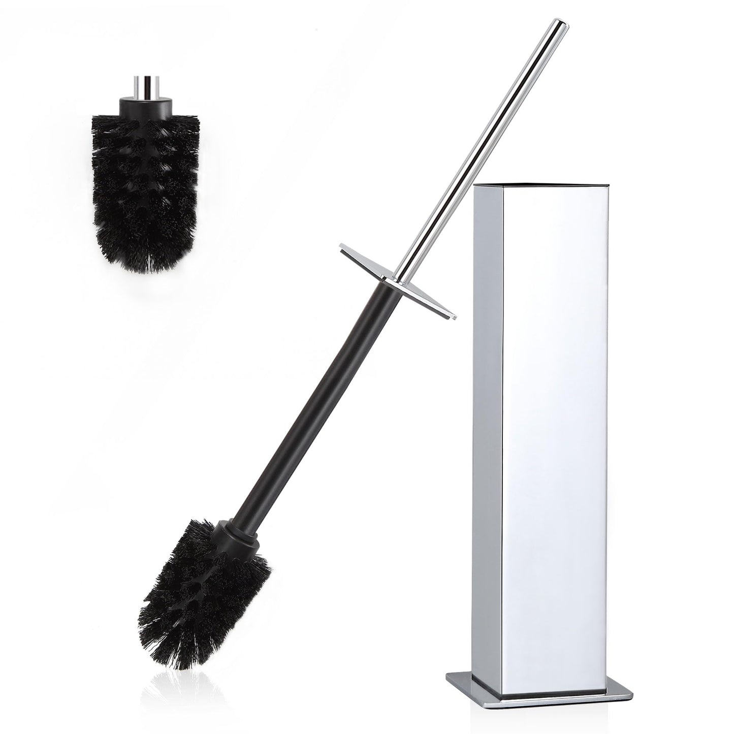 BVL Toilet Brush and Holder Set Chrome Stainless Steel 304 Square Freestanding Toilet Brush for Bathroom