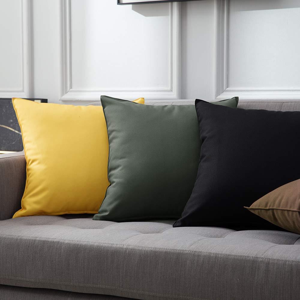 MIULEE Pack of 4 Decorative Outdoor Waterproof Pillow Covers Square Garden Cushion Cases PU Coating Throw Pillow Cover Shell for Tent Park Couch 20x20 Inch Black