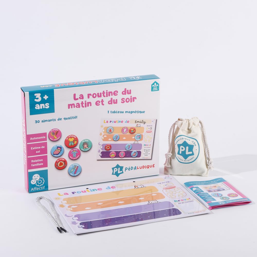 Tableau de Routine Magnétique Pour Enfant – en Français et Anglais – Renforcement Positif – Calendrier éducatif – Reward Chart for Kids - Pictogrammes - Chore Chart - Tableau récompense