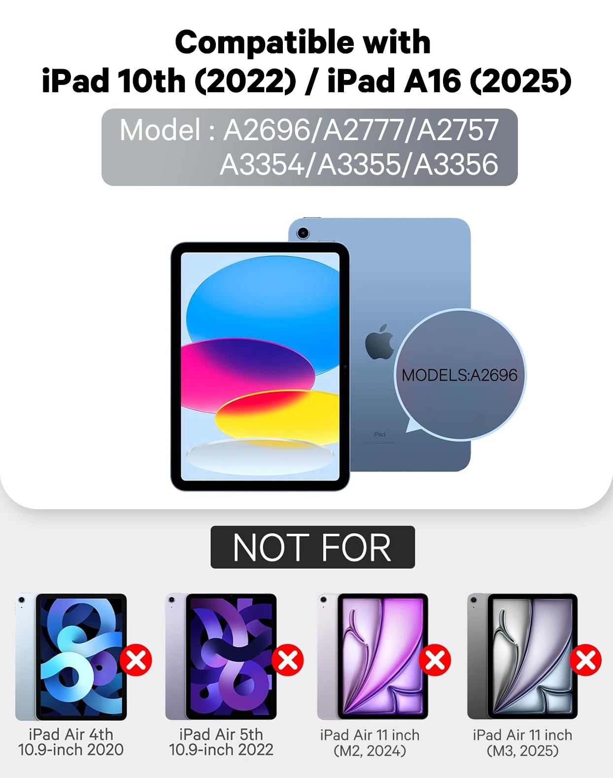 CHESONA Keyboard Case for iPad (A16) 11th 2025/10th Generation 10.9-inch 2022, Magnetic Detachable Wireless Keyboard, Stand Folio Keyboard Cover with Pencil Holder, Thin & Light, Black