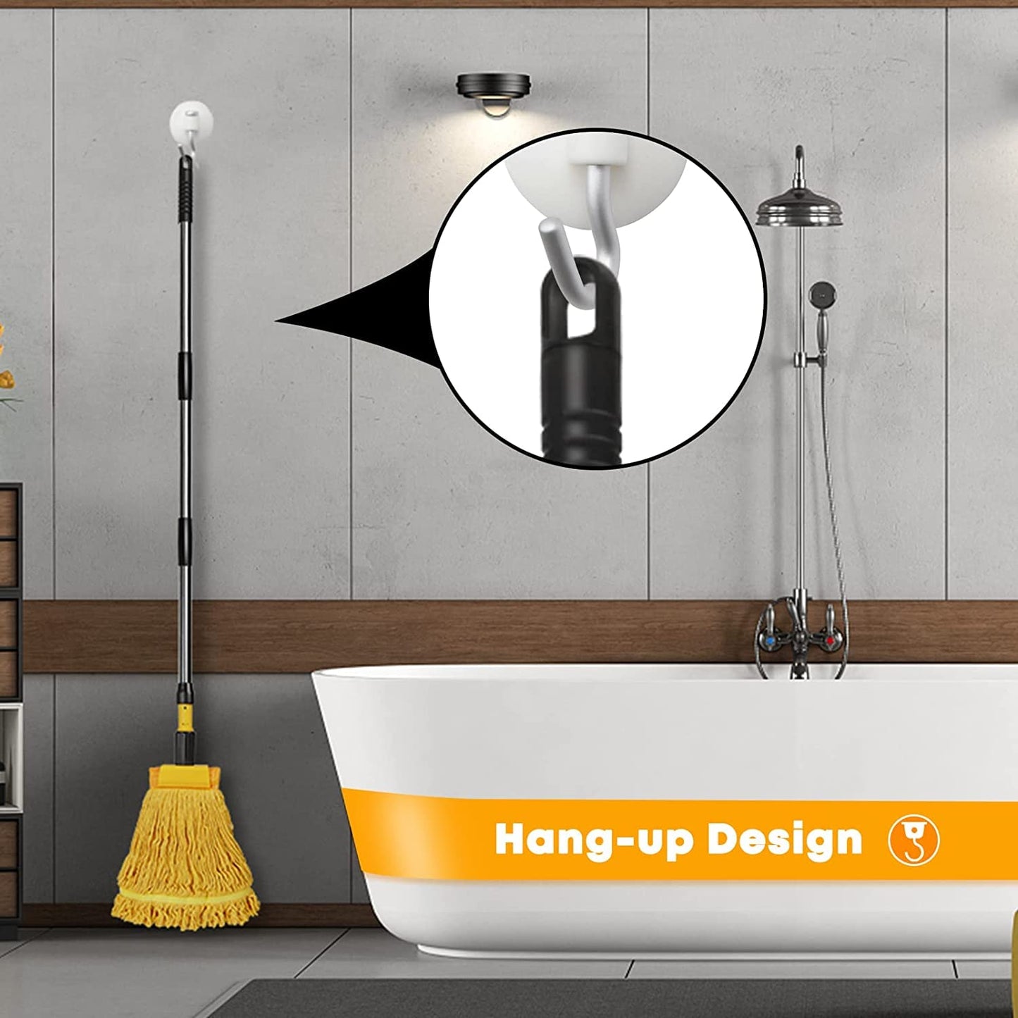 Almcmy Commercial Mop, Heavy Duty Industrial Mop with 2 Replacement Heads, 57" Long Handle, Looped-End String Wet Mops for Floor Cleaning, Janitorial Mops for Home Kitchen Garage Workshop Warehouse