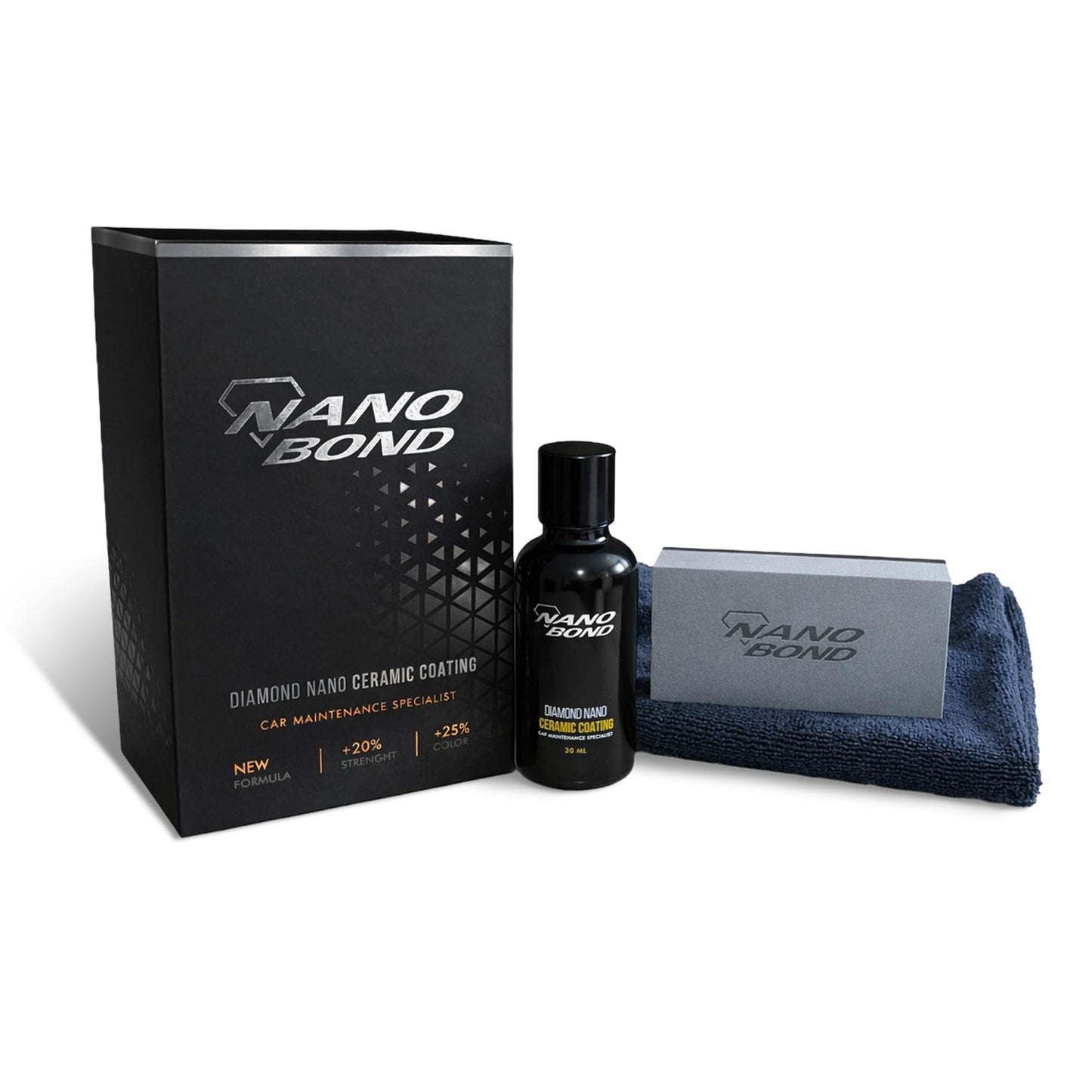 Nano Bond Ceramic Coating 9H PRO, Car, Plastic, Glass, and Wheel Exterior Care Product kit, Hydrophobic, Long Lasting Professional Care, High Gloss Paint Shine, Automotive Polishing with Sio2, 30ML
