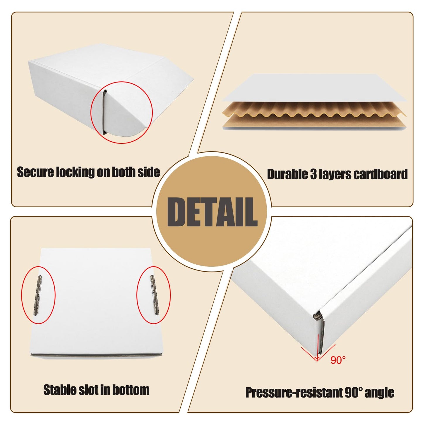 13x11x2" Shipping Box, White Mailer Boxes Flat Corrugated Cardboard Mailers for Business Packaging Mailing, 25 Pack