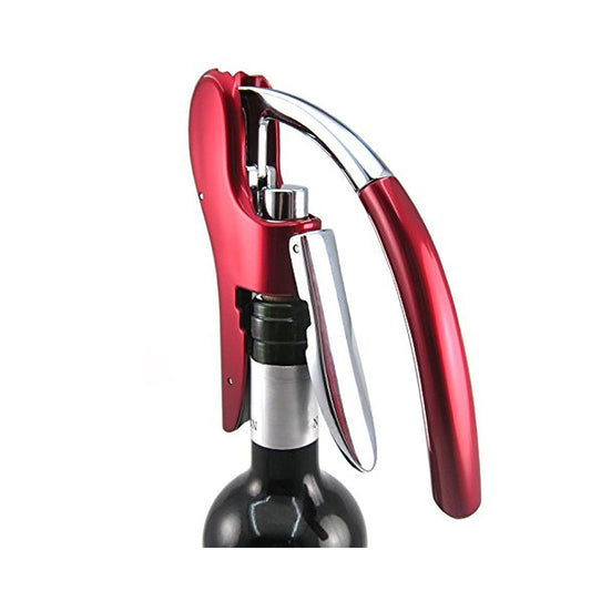 Best Utensils Professional Zinc Alloy Power Wine Opener Corkscrew Built-in Foil Cutter Premium Vertical Lever Corkscrew Waiter Wine Opener Kit Bottle Opener, Red