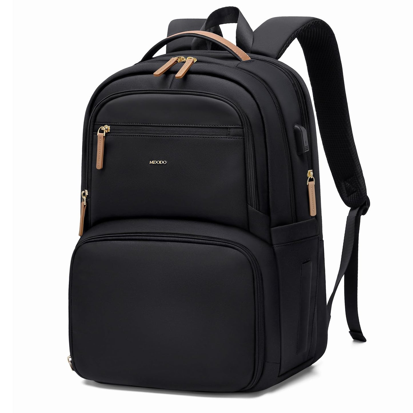 MDODO Lunch Backpack for Women Men,15.6Inch Insulated Lunch Box Backpack with USB Charging Port, Diaper Laptop Back pack for Travel Picnic Work Teacher Nurse,Black