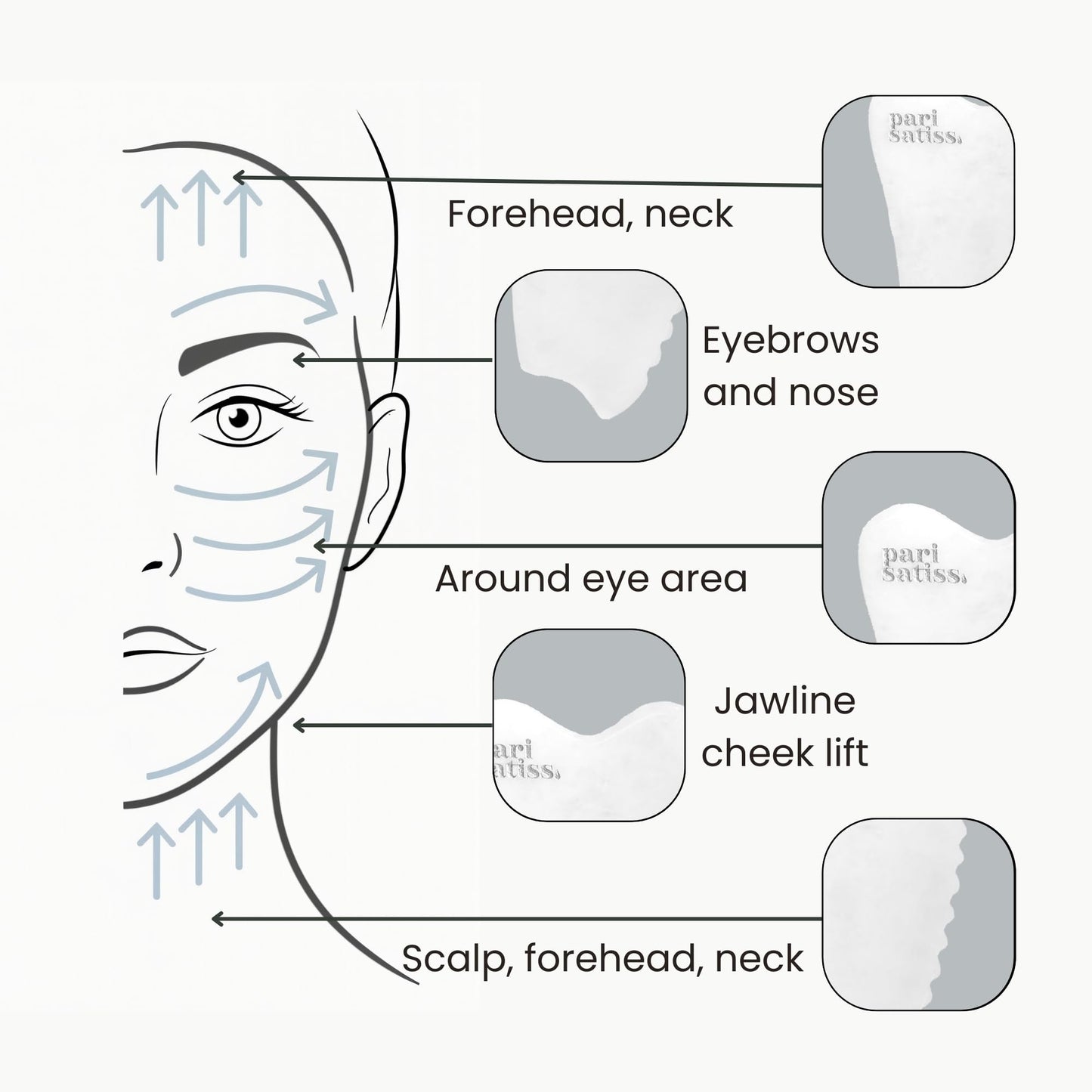 Pari Satiss Jade Gua Sha Facial Tool, Hand-Carved Premium Guasha Stone for Face, Jawline Shaper, Guasha Tool for Face and Body, Skin Care Tools, Pearly White