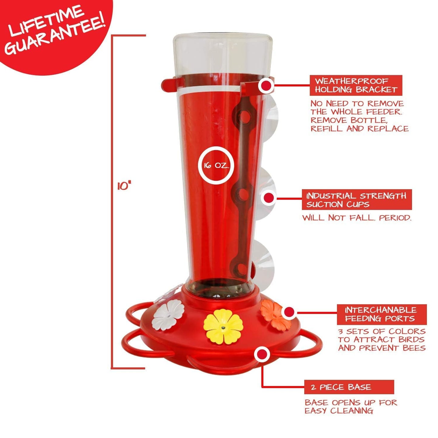 Large Leak Proof Window Hummingbird Feeders for Outdoors Hanging - Wasp and Bee Proof - Window Hummingbird Feeder for Outdoor - Window Mount