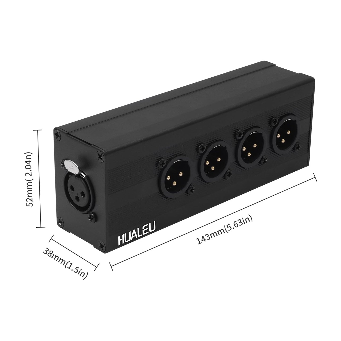 HUALEU 3Pin XLR 1 Female to 4 Male Splitter,4Way XLR Single Input to Four Output Parallel Connection Adapter,One Input to 4 Output Audio DMX Adapter