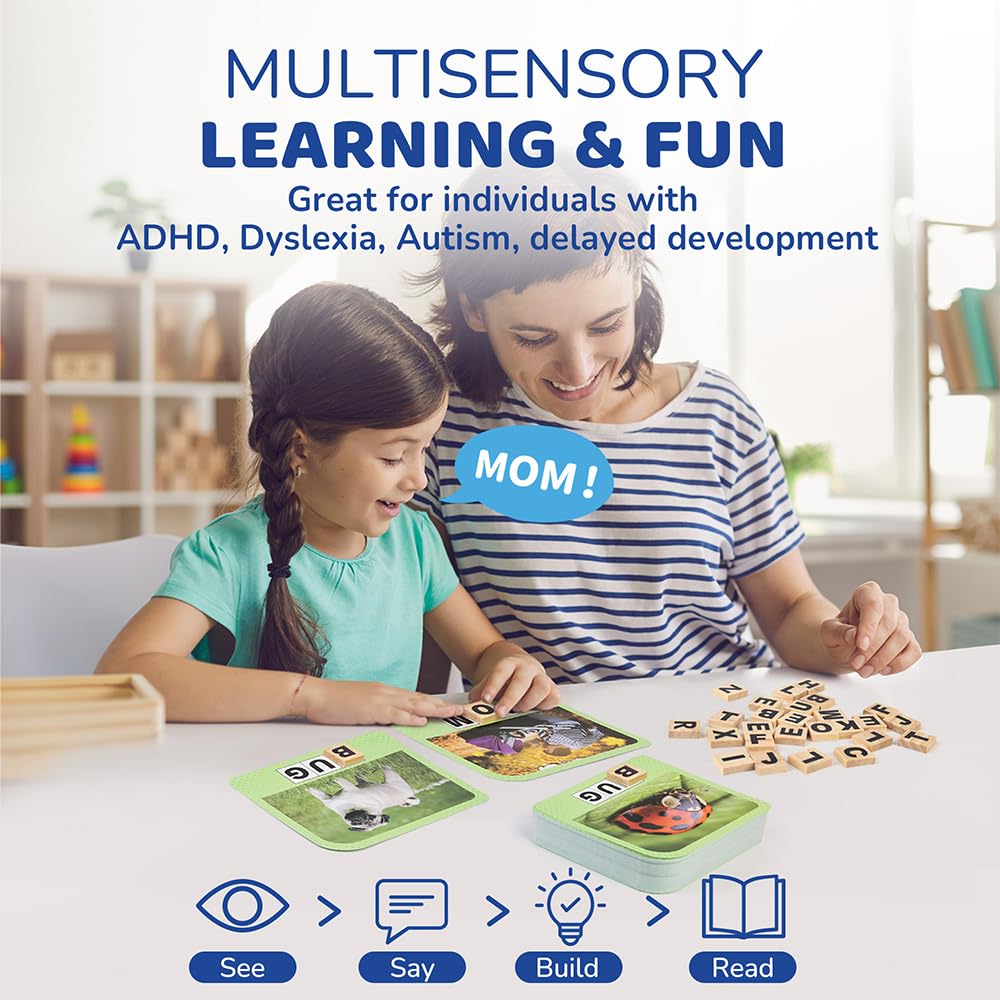 BenBen Spelling Games with 224 Flashcards, 2-4 Players, Learning Games for Kids Ages 4-8, Educational Autistic Toys for Kindergarten 1st 2nd 3rd Grade, Preschool Autism Classroom Must Haves