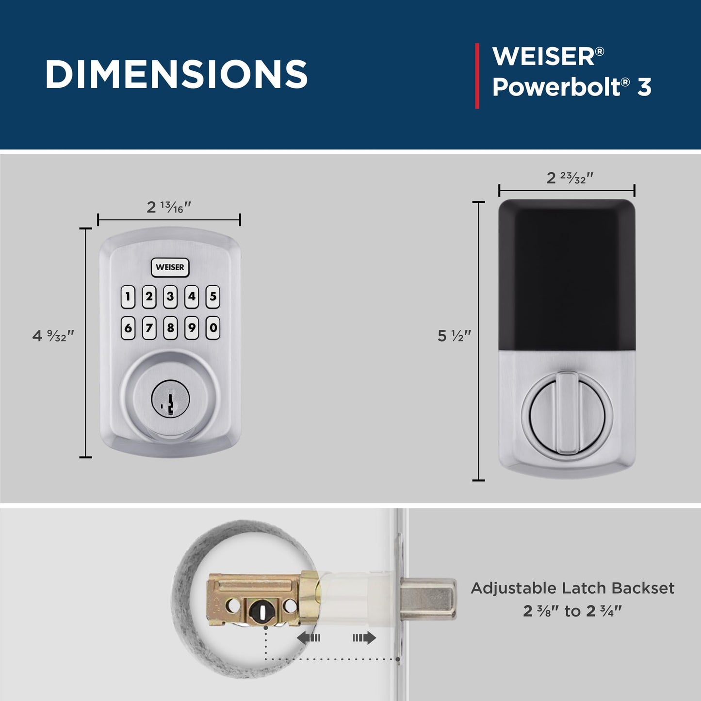 Weiser Powerbolt 3 Satin Chrome Keyless Entry Door Lock/Deadbolt Lock, 10-Button Keypad Door Lock with Auto Lock and 12-Month Battery Life, Electronic Door Locks for Front Door, Home Décor