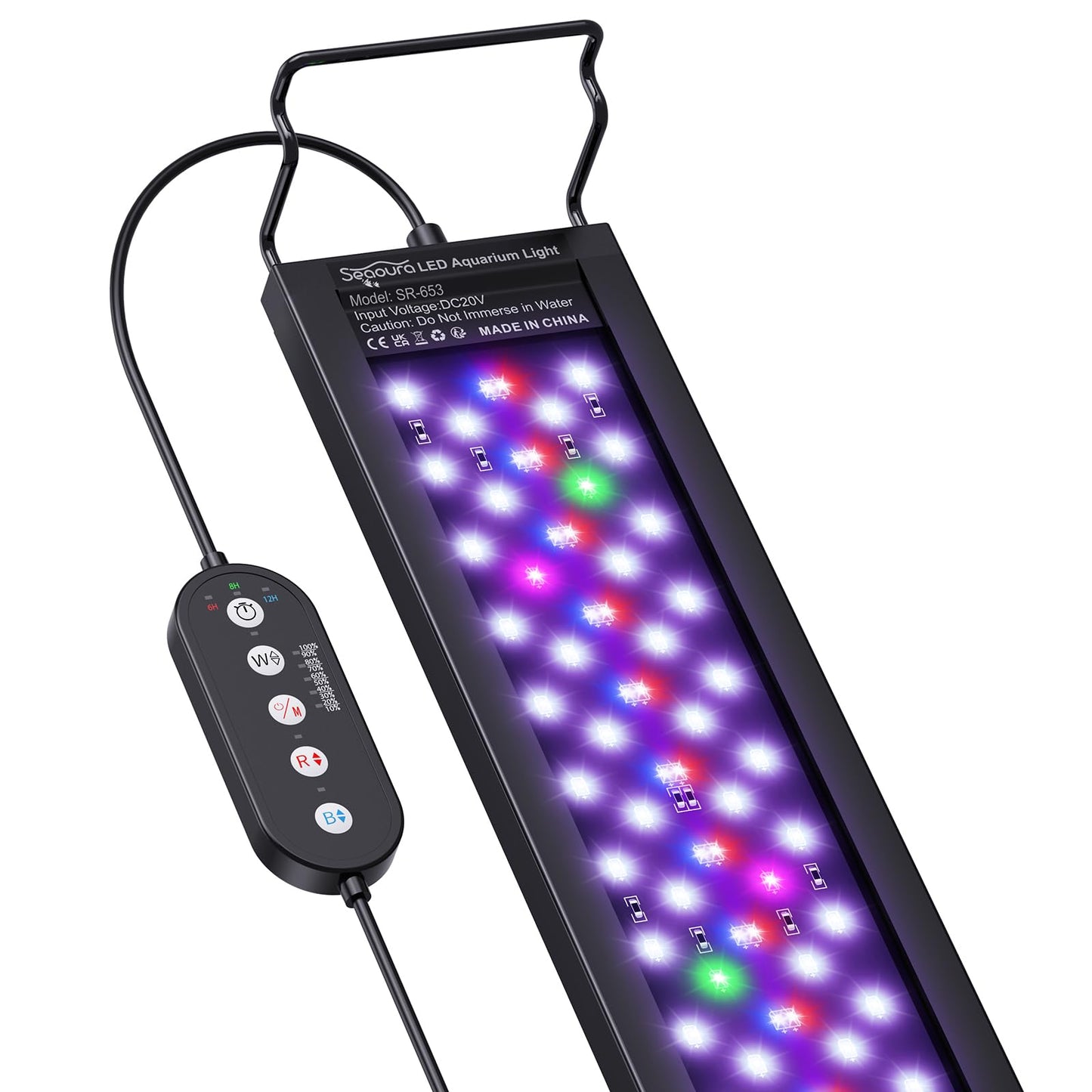 SEAOURA Aquarium Plant Growth Light for 120-137cm Freshwater Tank, Full Spectrum LED Lights, 6H/8H/12H Timer, WRB 3 Channel Customizable, 10 Brightness & 11 Colors, Adjustable Bracket - 42W