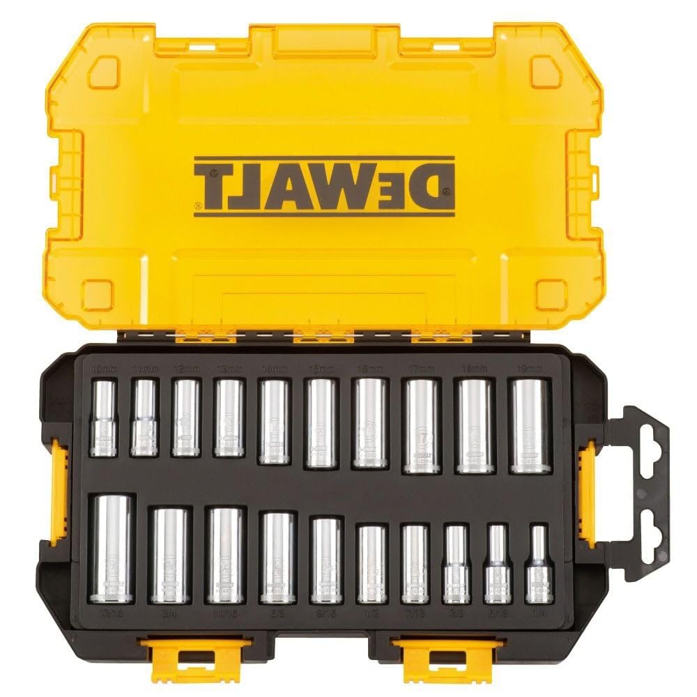 DEWALT DWMT73812 Tool Kit 3/8'' Drive Deep Socket Set, 20 Piece